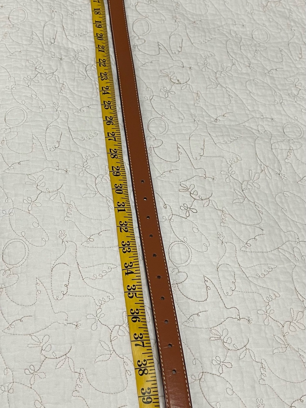 Tan Leather Women's Belt with Gold Double-Crescent Buckle - Picture 7 of 9